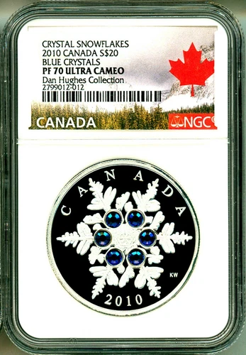 2010 Canada S$20 Crystal Snowflakes Blue Swarovski Crystals NGC PF70 UC