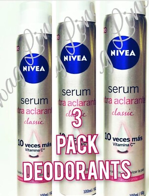 3 Pck Nivea Aclarado Natural Classic Spray Deodorant 48H (100 mL each)
