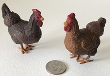 ANTIGUO MINI ITALIA Gallo de Pollo MARRÓN GALLINA Composición Pies de Metal Miniatura 2"