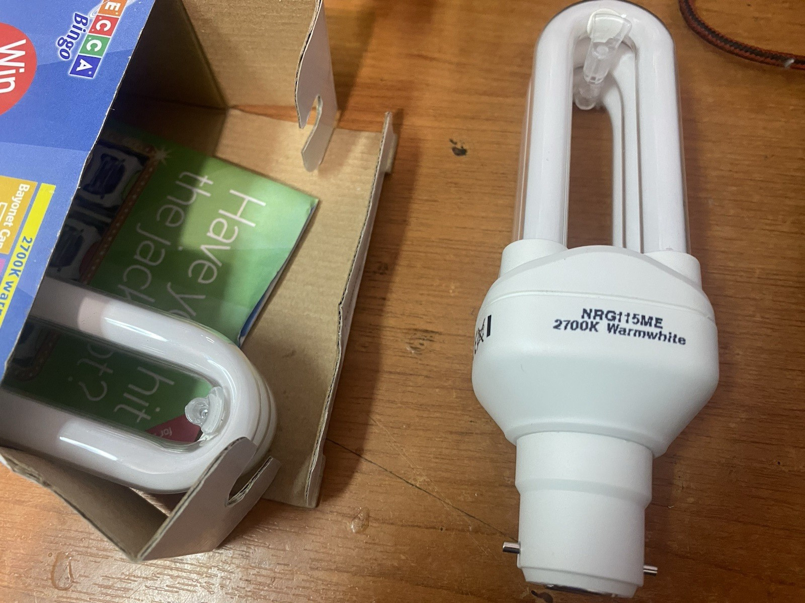 2 x Megaman Energy Saver Bulb 15w (75 watt) B22 BC Bayonet longlife Warm White