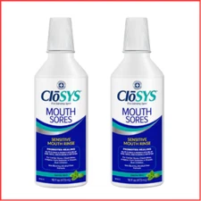MOUTH SORE MOUTHWASH for Oral Canker Sores Alcohol-Free 16oz 2 Pack CLOSYS