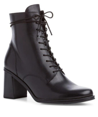 RTLS $170 TAMARIS MILDA BLACK LEATHER LACE UP ANKLE BOOTS SZ 6.5