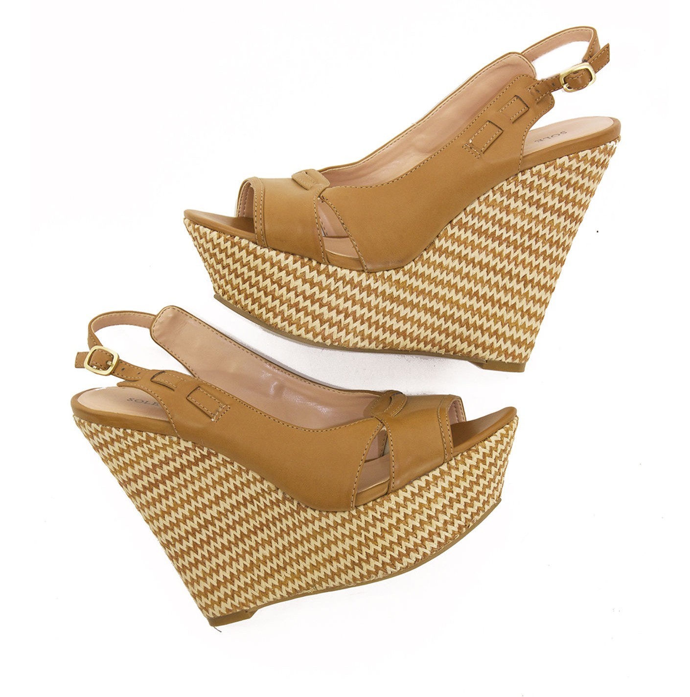 SAOLA Sandali con zeppa Sole Society espadrillas 8 B scarpe slingback a righe marroni usati in ottime condizioni