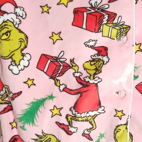 NWT Girls XS (4) Dr. Seuss The Grinch Pink Christmas Soft Velour Pajamas Set - Picture 5 of 9