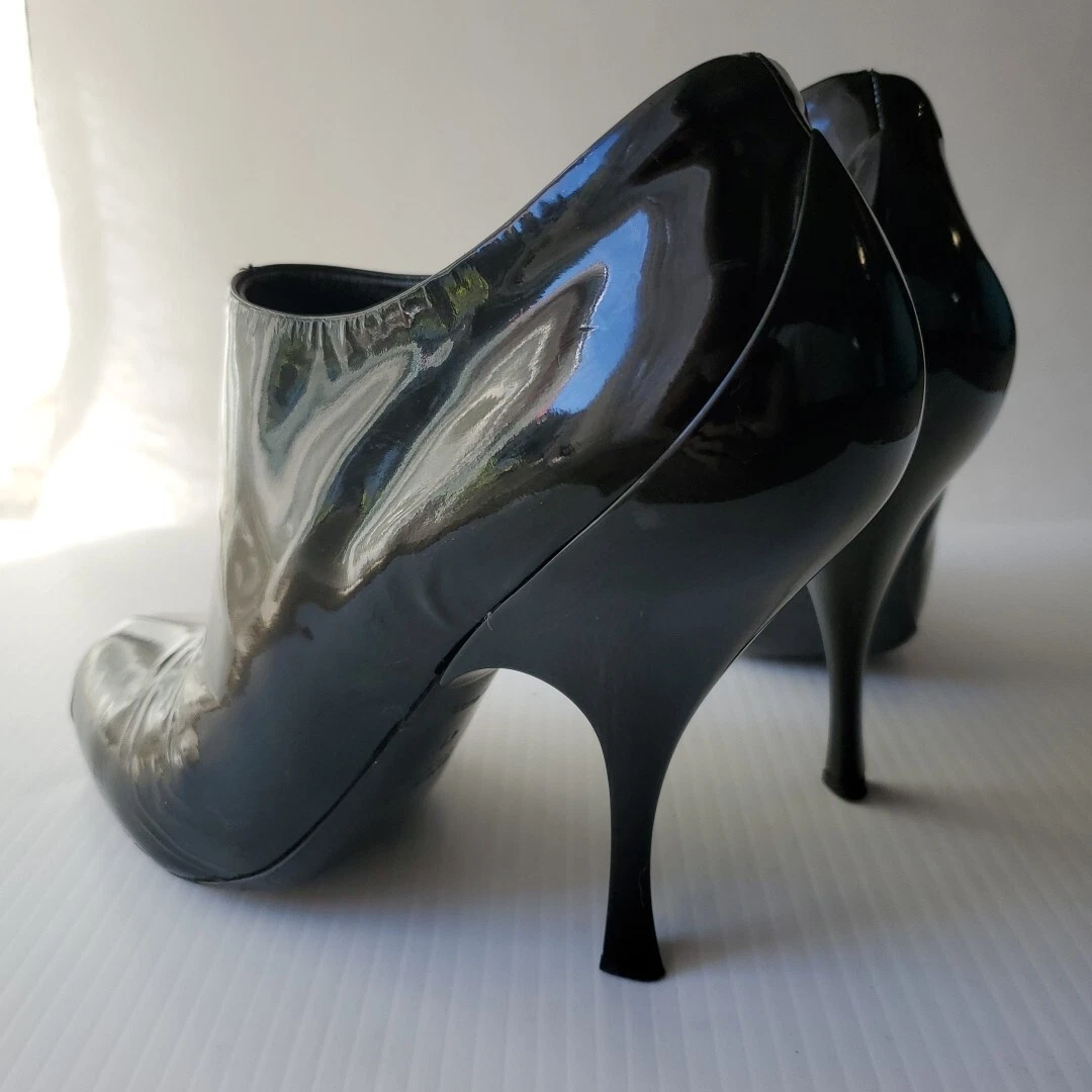 Stivaletti MIU MIU NERI VERNICE PELLE TACCO ALTO STILETTO ZIP TG 41 ITALIA