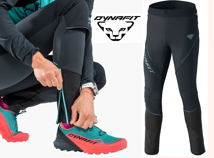 DYNAFIT alpine warm running pant tight mesh hip pockets ankle zips gaiter mens L