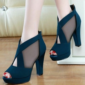 Sandalias de verano para mujeres de malla de Tacón Alto Zapatos De Salón  Peep Toe Zapatos De Tacón Zapatos de plataforma gruesa | eBay