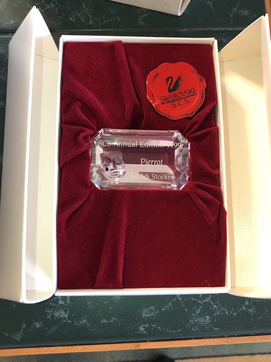 スワロフスキーのマスカレードとプレート New Swarovski Crystal 1999 Masquerade Pierrot Title Plaque 008661