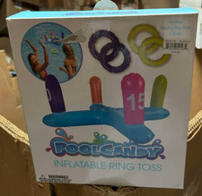 PoolCandy Inflatable Ring Toss, 4 Inflatable Rings And 1 Inflatable Base. NEW