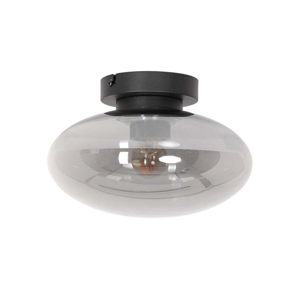 Deckenleuchte Wohnzimmerlampe Flurlampe Glas Rauchfarben Schwarz Metall E27-image