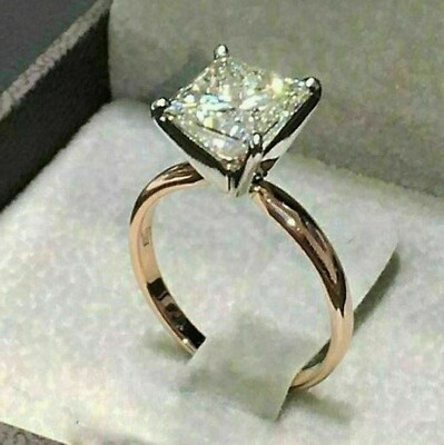 2 Ct Princess Simulated Solitaire Women's Engagement Ring 14K Rose Gold Plated