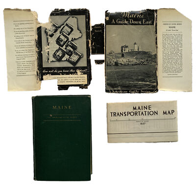 MAINE WPA American Guide Series 1937 Transport Map History Culture