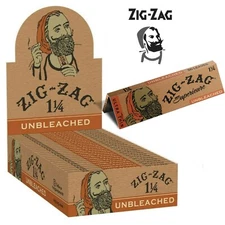 Zig Zag Unbleached Ultra Thin 1.25 1 1/4 Brown Rolling Paper 24 Booklet FULL BOX