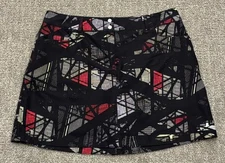 Slazenger Performance Golf Skort Skirt Black Multi Geometric Pockets Women’s 8