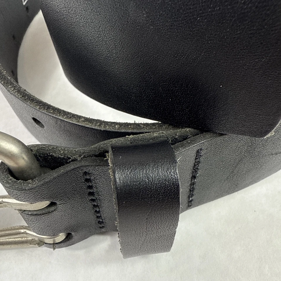 Orange Army Navy Size 34 Double Prong Men's Black Genuine Leather Belt Made USA - Image 4 of 4