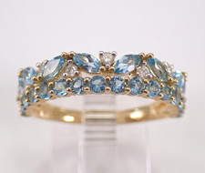 1.20Ct Marquise Cut Lab-Created Blue Topaz Multi Row Band 14K Yellow Gold Plated