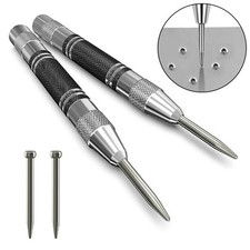 2 Super Strong Automatic Centre Punch Adjustable Spring Loaded Metal Drill TooL