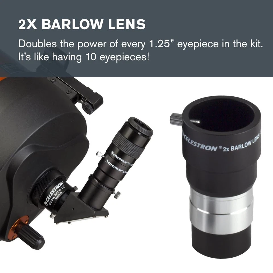 Kit de acessórios com cinco oculares Plossl de 1,25 pol., 2X Barlow e conjunto de filtro - Imagem 3 de 4