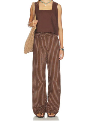 NWT! Free People ''Raise The Stakes'' Low rise Linen Pants Size 12 - MSRP$128