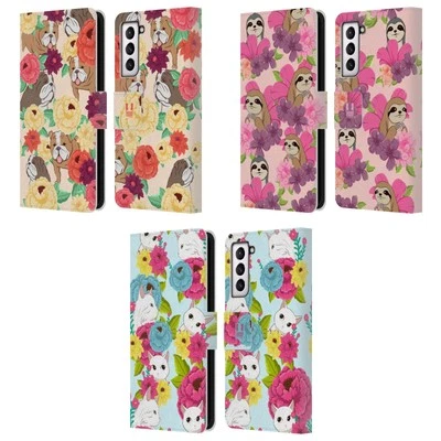HEAD CASE DESIGNS FLORAL & ANIMAL PATTERN LEATHER BOOK CASE FOR SAMSUNG PHONES 4 - Image 1 of 4