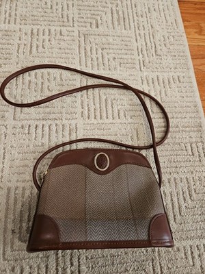 Ladies Vintage 80s 90s Liz Claiborne Zig Zag Print And Mahogany Purse Bag
