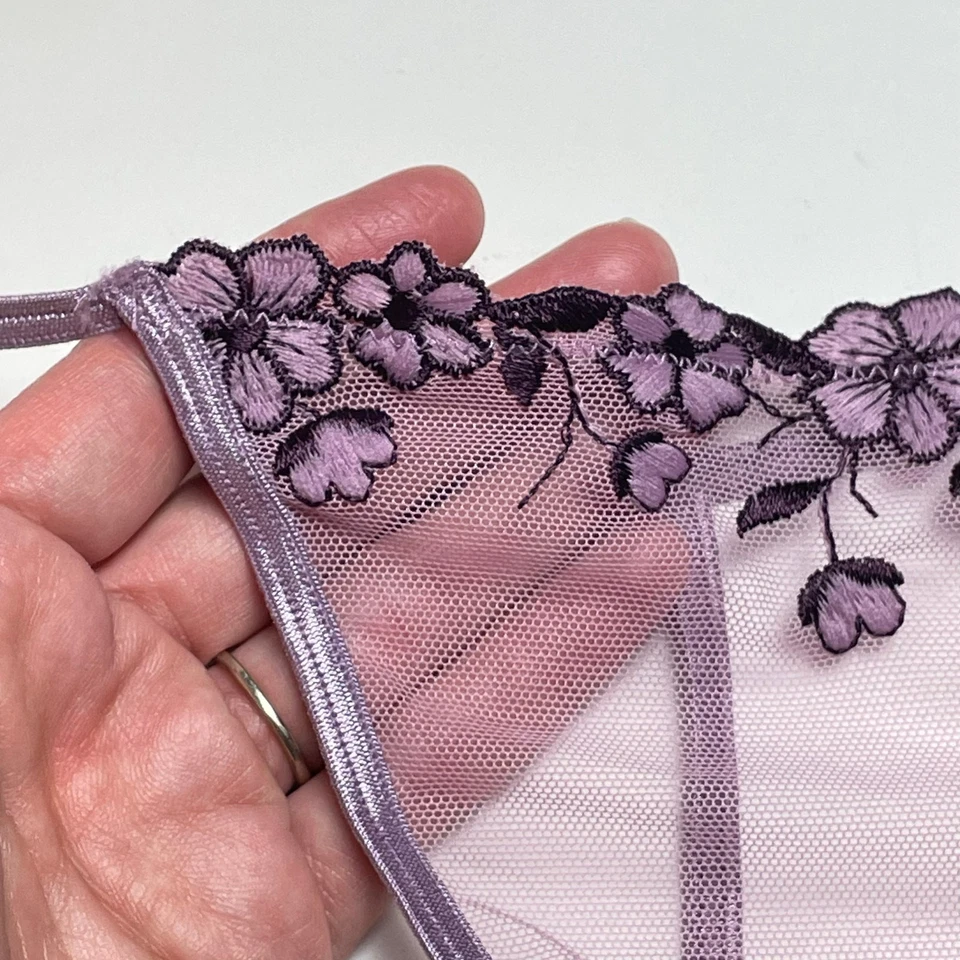 Vintage Victoria's Secret y2k Orchid V String Thong Panties, Sheer Mesh Panty S - Image 3 of 4