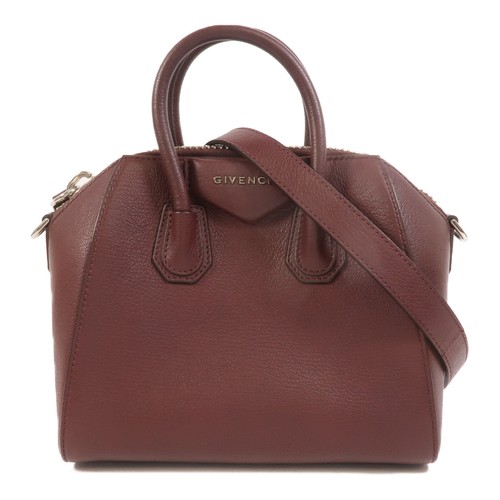 GIVENCHY SHW Mini Antigona 2 Way Shoulder Bag Calfskin Leather Burgundy