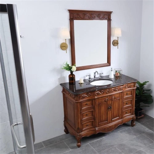 Elegant Decor Oakland 48" Single Marble Top Bathroom Vanity in Teak - Picture 16 of 18