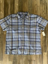 IZOD Mens 2XL Blue Yellow White Plaid Cotton ...
