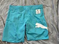 Puma 20  Sz 38 Boardshorts Mens Swim Trunks Big Logo Regular Fit Water Repel NWT