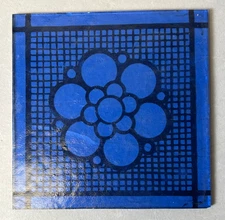 S6 Antique Vtg Early 1900s Baby Blue Floral Flower 5"x5" Stained Glass Tiles