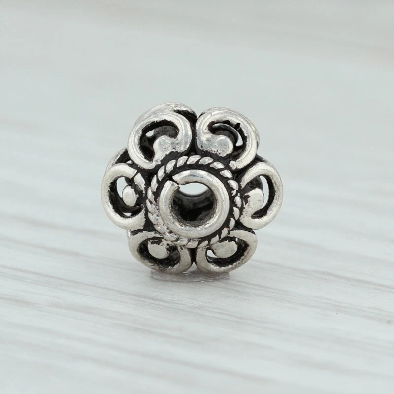 Floral Bead Charm Sterling Silver Jewelry Making Crafting 925 - Image 4 of 4