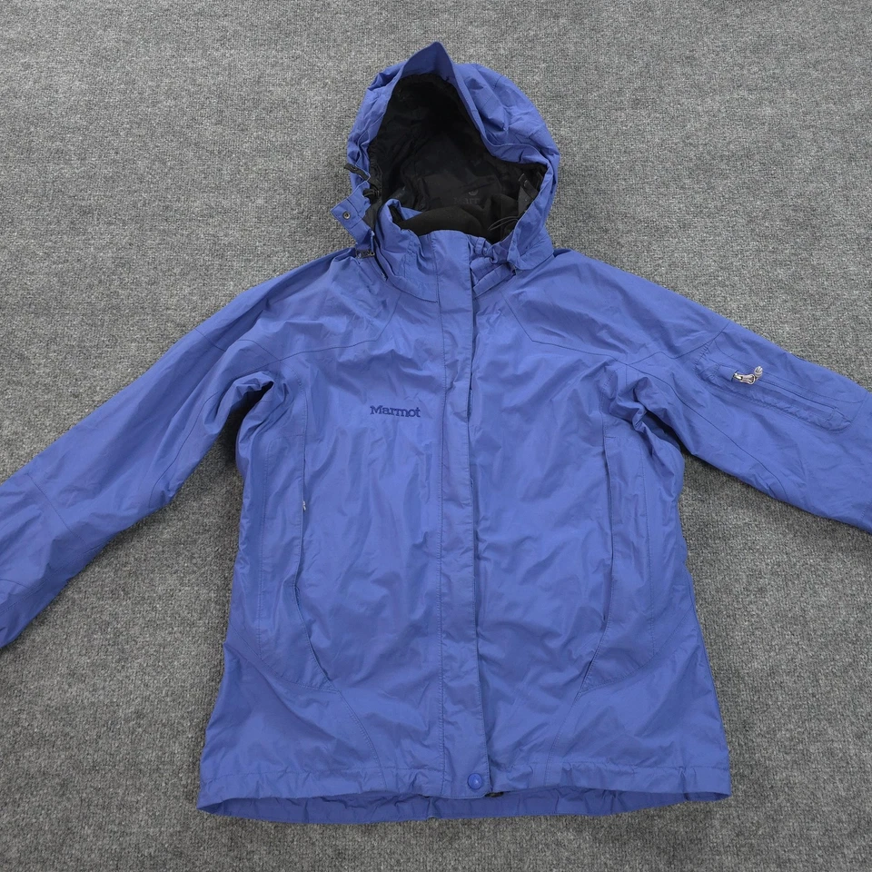 Jaqueta Marmot Feminina Grande Azul Gore Tex Com Capuz Esqui Casaco de Neve Externo - Imagem 2 de 4