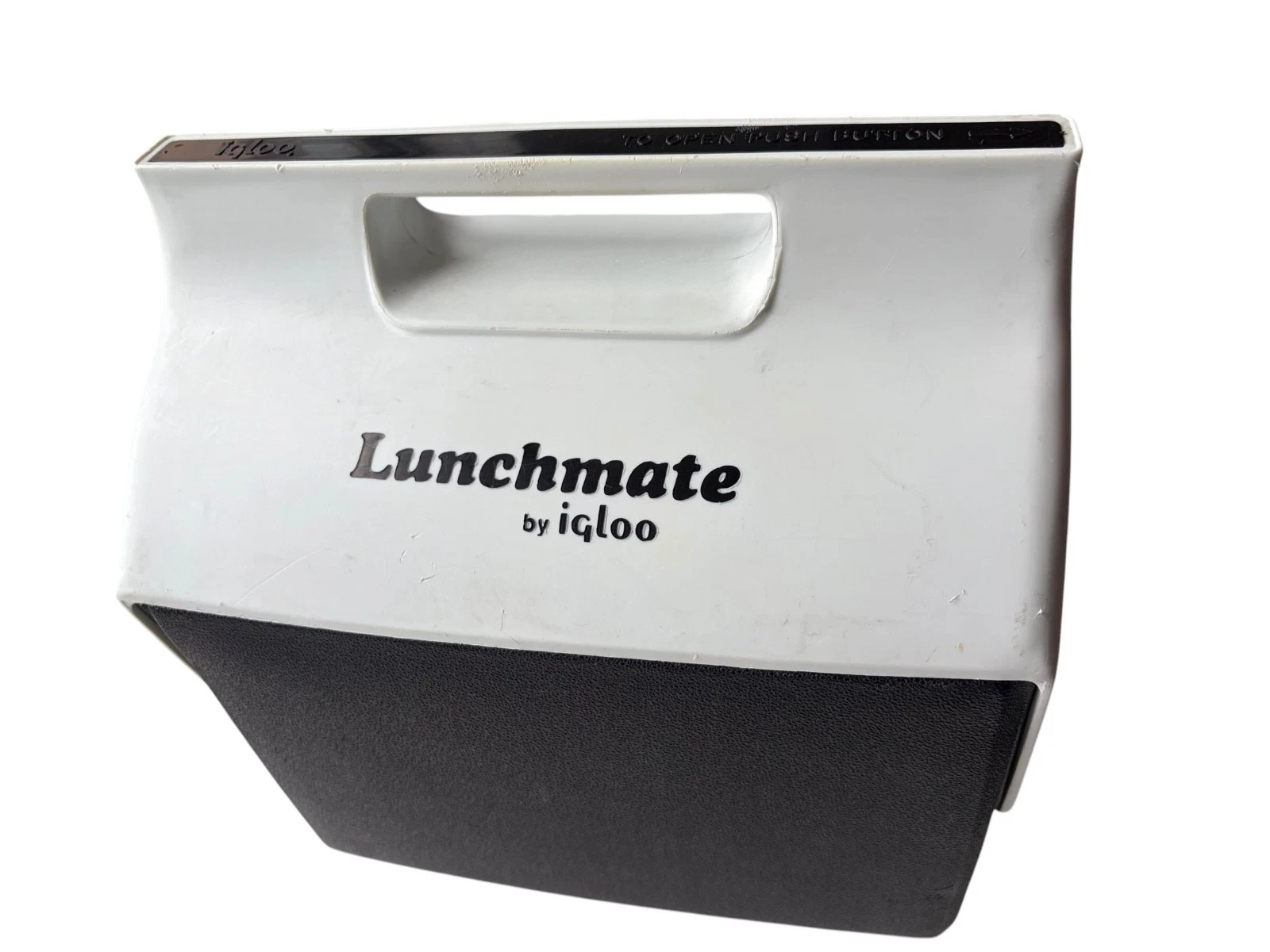 VTG 1982 Lunchmate Igloo Hard Sided Insulated Lunch Cooler Ice Chest Black White