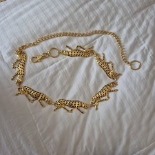 Gold Tone Vintage Leopard/ Cheetah Chain Link Belt