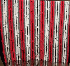 Vtg Handmade Native American Diamond Crochet Afghan Couch Blanket 69”x43”