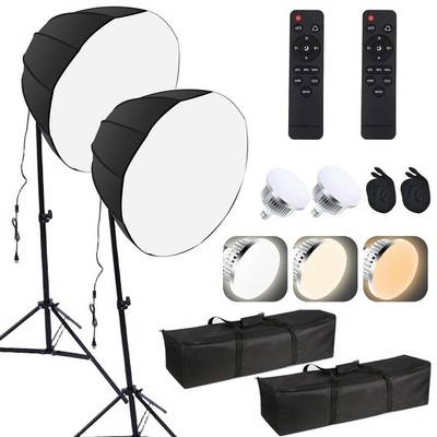 2 Pack Photography Lighting Kit 2800K-5700K Dimmable Bulb Studio Equipment