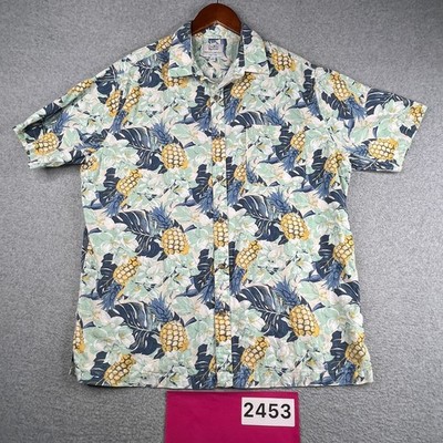 Crift & Barrow Pineapple Tropical Print Shirt Button Up Short Sleeve Mens Large