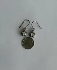 Silpada Sterling Silver CZ Star Earrings 925 Dangling 1” Drop Retired W1236