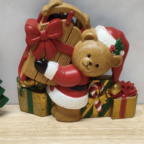 Vintage 1993 Plastic Burwood Christmas Bear Plaques Wall Hangings Retro Set Of 2 - Picture 3 of 15