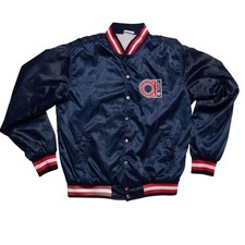 Rare Vintage 1980s Adidas Trefoil Satin Bomber Jacket   Navy/Red   Men's L, EUC