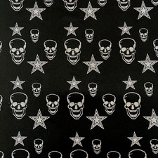 Ponte De Roma Skulls and Stars On Black Knit 60" Wide Fabric Lot of 5 Yards 15