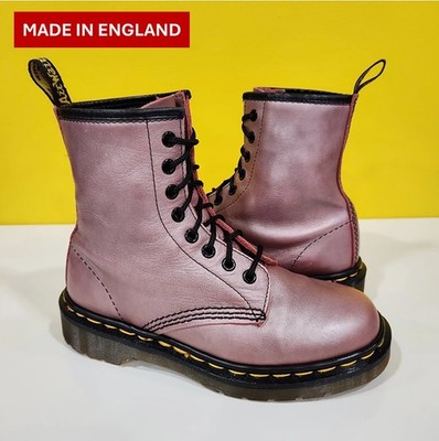  Dr. Martens Doc England MIE Rare Vintage Metallic Pink 1460 Boots UK4 US6 