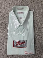 Vintage SEARS Men's Short Sleeve Dress Shirt Size 16 1/2 Color Mint Green