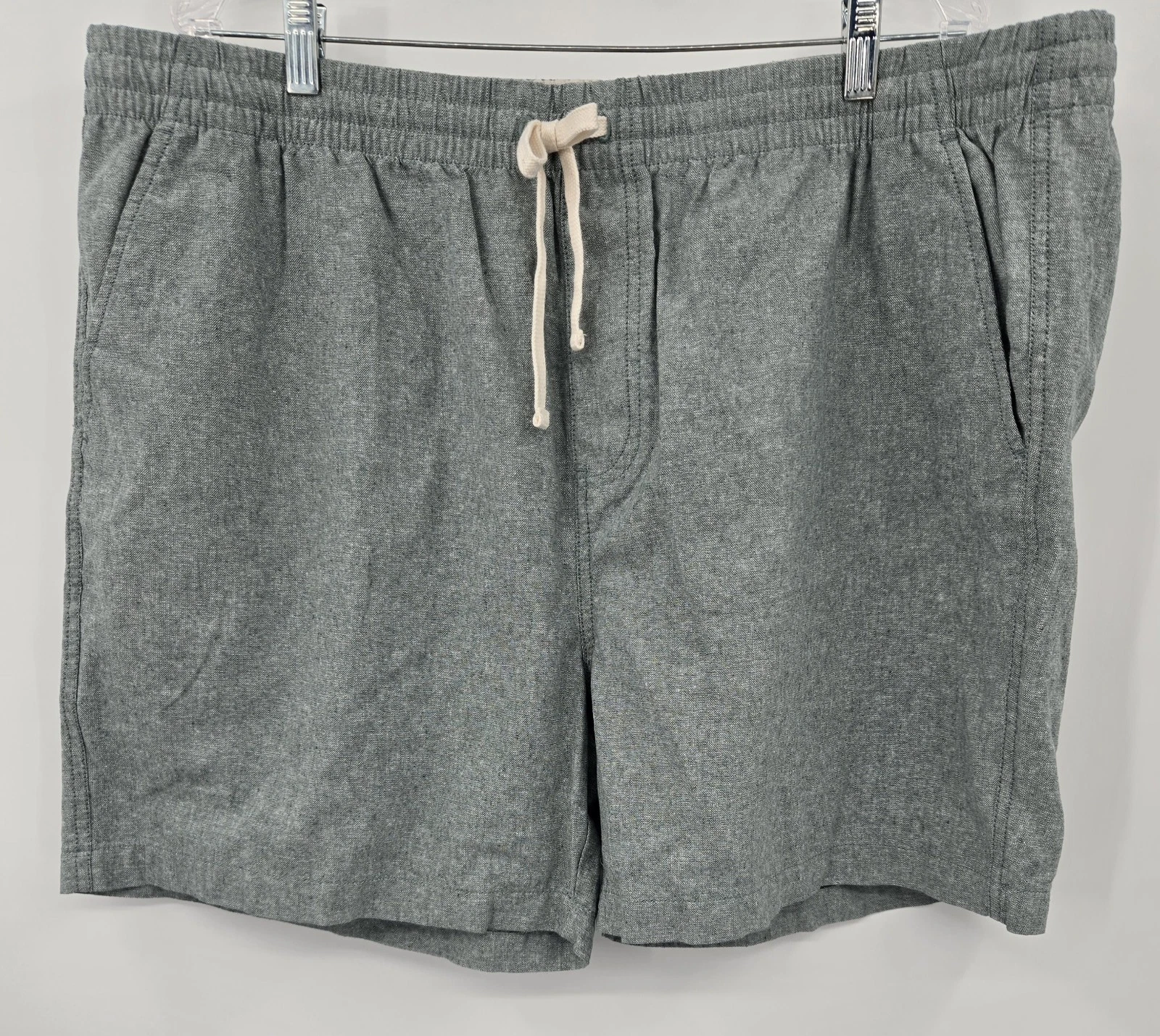 J. Crew Shorts Men's 2XL Green Drawstring Linen-Blend Dock Lightweight BG557