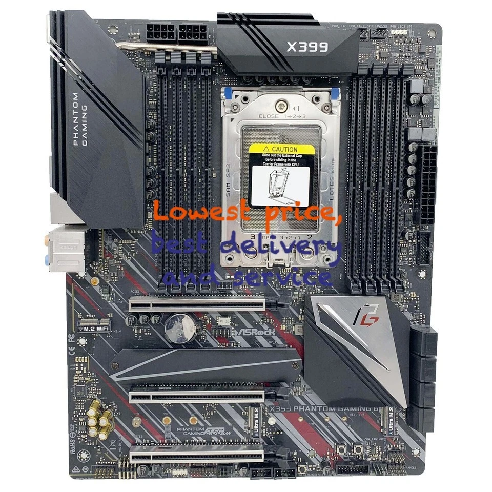 AMD X399 Motherboard ASRock X399 Phantom Gaming 6 TR4 DDR4 for Ryzen 2950X/2920X - Image 2 of 4