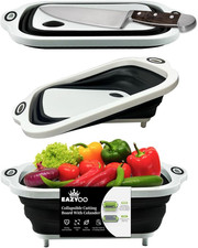 3in1 Collapsible Washing Bowl Cutting Board with Drain Plug Camping Sink