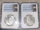 1962 Franklin Half Dollar 50C Lot of 2 NGC Brilliant UNC Silver Philadelphia