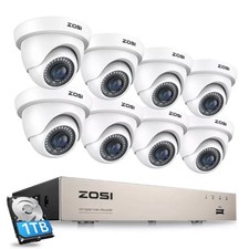 ZOSI H.265 8CH 5MP Lite DVR 1080P Security Camera System Motion Detection 1TB