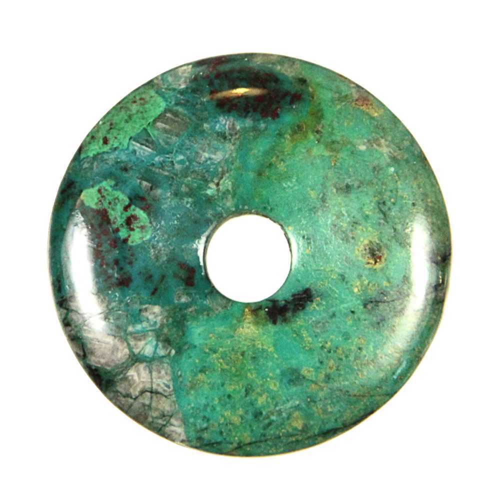 Donut Pi Chinois en chrysocolle véritable de 40mm, pièce de lithothérapie premium